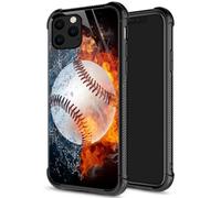 Case DJSOK Compatible con Case de iPhone 11 Case Baseball On Fire para iPhone 11 Cajones para hombres Bios Nios Case de cobertura resistente a prue