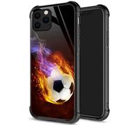 Case DJSOK compatible con iPhone 13 Pro Max Case Football On Fire 1 Case para iPhone 13 Pro Max Case para Hombre Boy Girl Dual Capa Cubierta de patr