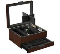 CASE ELEGANCE Caja organizadora de reloj con 8 ranuras para hombres, acabado de madera de cerezo y nogal, caja de exhibición de reloj, bandeja de valet modular, marrón