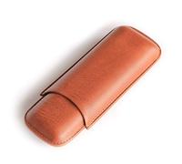 Case Elegance Estuche de Viaje para Dos Puros de Cuero Vegano - Color Castaño