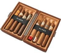 CASE ELEGANCE Maxwell - Estuche rígido de viaje para 8 puros, piel vegana marrón, forro de cedro español, con forro de apertura de 180 grados, material bronce cañón