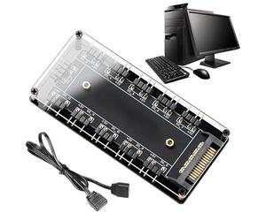 Case Fan Hub - Controlador de iluminación de chasis de juego de escritorio, ventiladores y tiras LED, controlador de ventilador de computadora, adaptador de placa base para versiones de PC per
