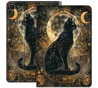 Case for Samsung Galaxy Tab S6 Lite 10.4 Inch 2022/2020, PU Leather Adjustable Stand Protective Case, Auto Sleep/Wake Cover for Galaxy Tab S6 Lite SM-P610/P613/P615/P619, Divination Black Cat