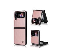 Case for Samsung Galaxy Z Flip 4, Retro Design PU Leather Flip Case with Stand Function, Video Card Holder, Credit Card Holder, Ticket