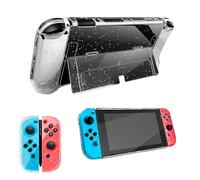 Case for Switch Oled Model 2021 Protective CaseTransparent Glitter Dockable Case PC Back Cover with Flip Shell Anti-Fall and Shock Absorption Strong and Durable Not Easy to Fall Off (Glitter)