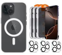 case & glass Kit 7 ARTICULOS Compatible para Apple iPhone 14 Y 14 Pro, 3X Protectores DE Cristal Templado PRIVACIDAD, 3X Protectores Camara Trasera, 1X Funda Transparente,Auto INSTALABLE.