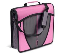 Case-it Mighty Zip Tab - Carpeta con cremallera, junta tórica de 3 pulgadas con pestañas de 5 colores, carpeta de archivos expandible y correa para el hombro y asa, D-146-rosa claro