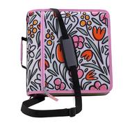 Case-it Mighty Zip Tab - Carpeta con cremallera, junta tórica de 3 pulgadas con pestañas de 5 colores, carpeta de archivos expandible y correa para el hombro y asa, D-146-FUN Flowers