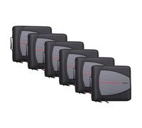 Case-it Mighty Zip Tab D-146 - Carpeta con cremallera, anillas de 7,6 cm, 600 hojas, expandible, 5 temas, bolsillos, organizador, correa para el hombro, 6 unidades, negro azabache