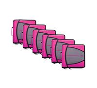 Case-it Mighty Zip Tab D-146 - Carpeta con cremallera, anillas de 7,6 cm, 600 hojas, expandible, 5 temas, bolsillos, organizador, correa para el hombro, 6 unidades, magenta