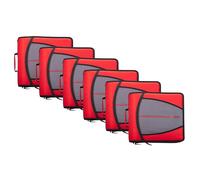 Case-it Mighty Zip Tab D-146 - Carpeta con cremallera, anillas de 7,6 cm, 600 hojas, expansible, 5 temas, bolsillos, organizador, correa para el hombro, 6 unidades, rojo fuego