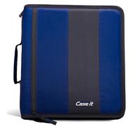 Case-It The Classic - Carpeta con cremallera, juntas tóricas de 2 pulgadas, múltiples bolsillos, capacidad para 350 hojas, viene con correa para el hombro, color azul medianoche D-251