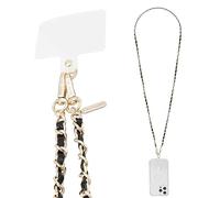 Case-Mate Cordón cruzado para teléfono [funciona con todos los teléfonos] Correa manos libres - Abalorio de cuero para teléfono celular - Soporte de cadena para el cuello para iPhone 16 Pro Max/15 Pro