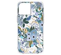Case-Mate Rifle Paper Co - Funda para iPhone 13 Pro MAX, protección contra caídas de 10 pies, Detalles de lámina Dorada, Fiesta en el jardín, Azul