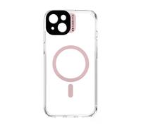 case&me Carcasa Transparente con módulo MagSafe para iPhone 15 Plus, Compatible con MagSafe, Protector de cámara, Color Rosa