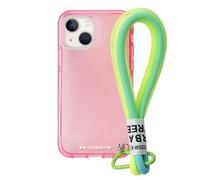 case&me Funda con cordón Urban para iPhone 14 Plus, cordón Multiusos extraíble, Carcasa Transparente Colorida, Carcasa Fashion, Rosa