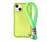 case&me Funda con cordón Urban para iPhone 14 Plus, cordón Multiusos extraíble, Funda Transparente de Colores, Carcasa Fashion, Amarillo