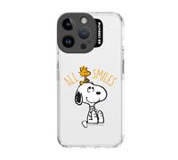 case&me Funda para iPhone 15 Pro Peanuts, Funda iPhone Snoopy, protección de la cámara, Botones protegidos, Transparente