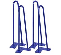 Case Pack - Patas de mesa de metal de 2 barras para muebles, patas de mesa de 50 cm, color azul, para mesas de madera, mesas de café, armarios, estilo moderno de mediados de siglo