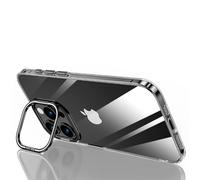 Case para iPhone 15 Pro Max/15 Pro/15 Plus/15, Case transparente, a prueba de choques con protección de la cámara, soporte invisible, nunca amarillo, transparente (color: negro, tamaño: 15 más)