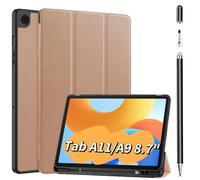 Case+Stylus Pen for Samsung Galaxy Tab A11/A9 8.7inch,Stiftschlitz, geeignet für Tab A9/A11,automatische Wach/Schlafmodi, zellulare Rückseite zur Wärmeableitung (gold)