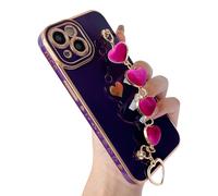 Caseative lindo platado amor corazn pulsera de correa de mueca de mueca Compatible suave con estuche para iPhone para chicas femeninas (iPhone x/x
