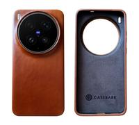 CASEBARK Funda de piel auténtica para Vivo X300 Ultra - Funda de piel de vacuno auténtica, anillo magnético para accesorios magnéticos y carga inalámbrica, protección de cámara elevada, recortes
