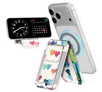 CASEBOT Cartera magnética con soporte, protección RFID 9 tarjetas y ángulo ajustable para iPhone 17/16/15/14/13/12 Series, Corazón de lluvia, 10,4 x 6,6 x 1,1 cm, Clásico