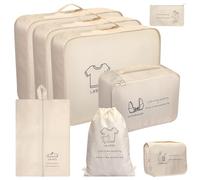CaseBot Juego de 8 organizadores para maletas, organizador de viaje con cubos de embalaje, bolsa de zapatos, bolsa de lavandería y colgadores de inodoro para entusiastas de los viajes o mujeres, color