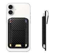 CASEBOT Magsafe Wallet - Tarjetero magnético para iPhone 16/15/14/13/12 Series, compatible con 6 tarjetas, bloqueo RFID seguro, tarjetero delgado para hombre y mujer, Fibra de Carbono Negro, 3,7 x 2,5