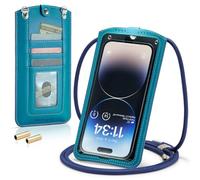 Casecond Bolsos Bandolera para Mujer Carteras Universal Mini Bolso Movil Monederos con Correa para iPhone 14 13 12 11 Pro MAX X XR Samsung Z Flip 4 5G S23 S22 Ultra S21 FE A53 Xiaomi hasta 7.3" Azul