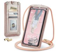 Casecond Bolsos Bandolera para Mujer Carteras Universal Mini Bolso Movil Monederos con Correa para iPhone 14 13 12 11 Pro MAX X XR Samsung Z Flip 4 5G S23 S22 Ultra S21 FE Xiaomi hasta 7.3" Oro Rosa
