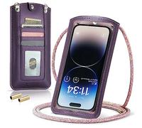 Casecond Bolsos Bandolera para Mujer Carteras Universal Mini Bolso Movil Monederos con Correa para iPhone 14 13 12 11 Pro Max X XR Samsung Z Flip 4 5G S23 S22 Ultra S21 FE A54 Xiaomi Hasta 7.3" Morado