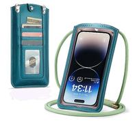 Casecond Bolsos Bandolera para Mujer Carteras Universal Mini Bolso Movil Monederos con Correa para iPhone 14 13 12 11 Pro MAX X XR Samsung Z Flip 4 5G S23 S22 Ultra S21 FE A54 Xiaomi hasta 7.3" Verde