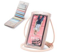 Casecond Bolsos Bandolera para Mujer Hombre Carteras Universal Mini Bolso Movil Monederos con Correa Pequeño Crossbody para iPhone 15 14 11 Pro MAX Samsung Z Flip 5 5G S24 Xiaomi hasta 7.5" Oro Rosa