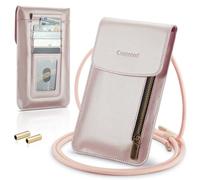 Casecond Bolsos Bandolera para Mujer Hombre Carteras Universal Mini Bolso Movil Monederos con Correa Pequeño Crossbody para iPhone 15 14 11 Pro MAX Samsung Z Flip 5 5G S23 Xiaomi hasta 7.5" Oro Rosa