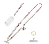 Casecond Correa para Móvil 2 en 1 de Piel Sintética - Brazalete de Muñeca y Banda Ajustable - Sustituto de Bandolera de Bolso para iPhone 17 Pro Max 16 15 Llaves Manos Libres, Diseño Unisex Oro Rosa