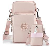 Casecret Bolso Messenger Mujeres Casual Bandolera de 3 Capas La Moda teléfono móvil Bolsa de Cremallera Brazo Bolsillo Colgante Cartera el Deporte al Aire Libre para iPhone Samsung hasta 7.5" Rosa
