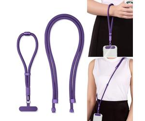 Casecret Correa para Móvil Universal Ajustable - Lanyard y Brazalete de Muñeca con Parche - Cómodo y Seguro para iPhone 17 Pro Samsung Xiaomi Deporte, Viaje, Aire Libre - Unisex Morado