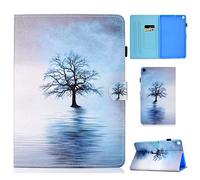 CaseFun Funda para Samsung Galaxy Tab S6 Lite 10.4 P610/P615 Ultra Slim Cover de PU Cuero Smart Case Carcasa con Auto-Sueño/Estela Función del Soporte y Ranuras de Tarjetas, Árbol