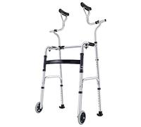 CASEGO Andador de rehabilitación para Ancianos, Marco de pie de aleación de Aluminio para el hogar con Altura de Rueda, Elevador Plegable portátil Ajustable (A)