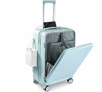 CASEGO Equipaje con Apertura Frontal de 20 Pulgadas, portavasos Plegable, Puerto de Carga USB, Almacenamiento de Gran Capacidad, Cubierta con Carrito portátil (Blue 24 Inch)