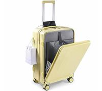 CASEGO Equipaje con Apertura Frontal de 24 Pulgadas, Puerto de Carga USB, portavasos Plegable, Ruedas giratorias silenciosas, Cubierta con Carrito portátil (Yellow 24 Inch)