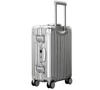 CASEGO Equipaje Inteligente, desbloqueo de Huellas Dactilares, con Interfaz USB Externa, Gran Capacidad de 24 Pulgadas, Ruedas universales silenciosas, maletín con Ruedas Unisex (Silver 24 Inch)