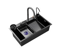CASEGO Fregadero en Cascada Nano Raindance de Acero Inoxidable 304, Accesorios para Grifo y Fregadero extraíbles, fregaderos Grandes tazón (80x45x22cm)