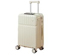 CASEGO Maleta de Gran Capacidad de 28 Pulgadas con Apertura Frontal multifunción, Carga USB, Rueda Universal, Bloqueo de contraseña, Maleta con Ruedas Unisex (Beige 20 Inch)