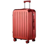 CASEGO Maleta de Gran Capacidad de 28 Pulgadas con portavasos Silencioso Rueda Universal Bloqueo de código Trolley retráctil Maleta Unisex (Red 22 Inch)