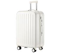 CASEGO Maleta de Gran Capacidad de 28 Pulgadas con portavasos Silencioso Rueda Universal Bloqueo de código Trolley retráctil Maleta Unisex (White 24 Inch)