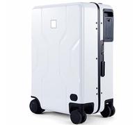 CASEGO Maleta de Seguimiento Inteligente, Ruedas universales silenciosas, Maleta con Ruedas de 20 Pulgadas con Carga Inteligente para Hombres y Mujeres (White)
