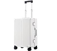 CASEGO Rueda de Freno Engrosada para Equipaje con Marco de Aluminio Maleta de Viaje con Ruedas universales silenciosas de Gran Capacidad de 24 Pulgadas con Cerradura de combinación (White 22 Inches)